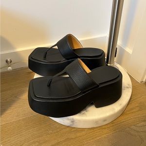 Marsell black leather zeppo infradito platform Sandals